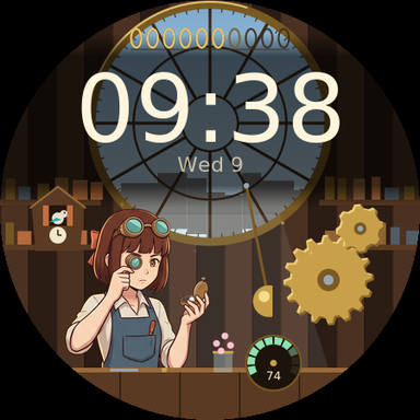 Clockwork Atelier at 09:40, loupe repair pose
