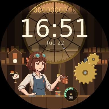 Clockwork Atelier at 16:40, oil can pose