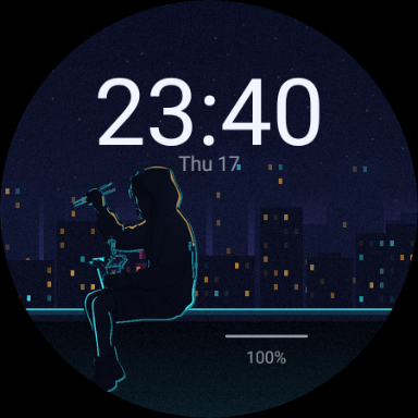 Night Shift at 23:40, Rei on a neon rooftop